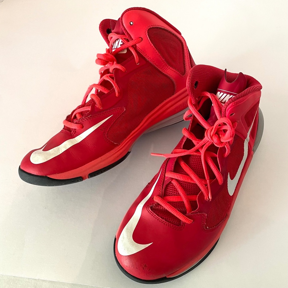 Nike Prime Hype DF basketball shoes size 8 mens red/white